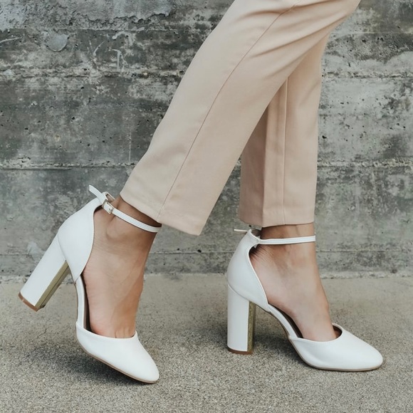 Lulus Off White Ankle Strap Heels Shoes - Picture 10 of 10
